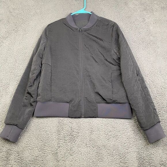 Lululemon  Reversible Insulated Bomber Jacket - size 12 Black - Picture 1 of 10